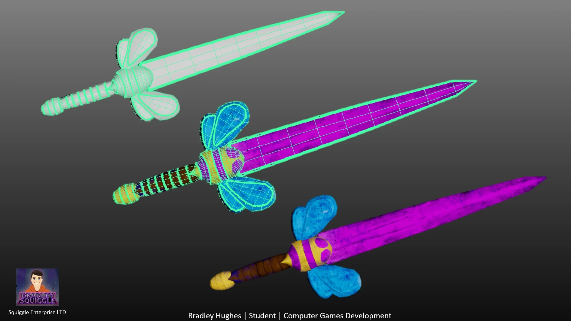 This is my sword, which has a poly count of 2054.